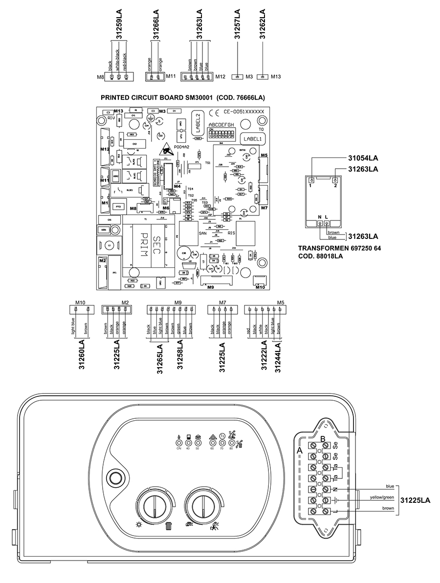 Электрическая схема подключения двухконтурного котла Альфа-Калор АОГВ 24 ЗП 2004 гв